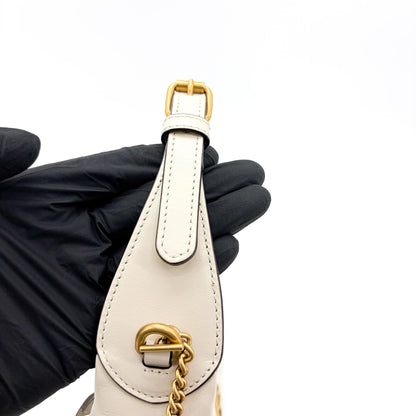 Gucci GG Marmont Half Moon Hobo Matelasse Leather, White, Leather, Shoulder Bag