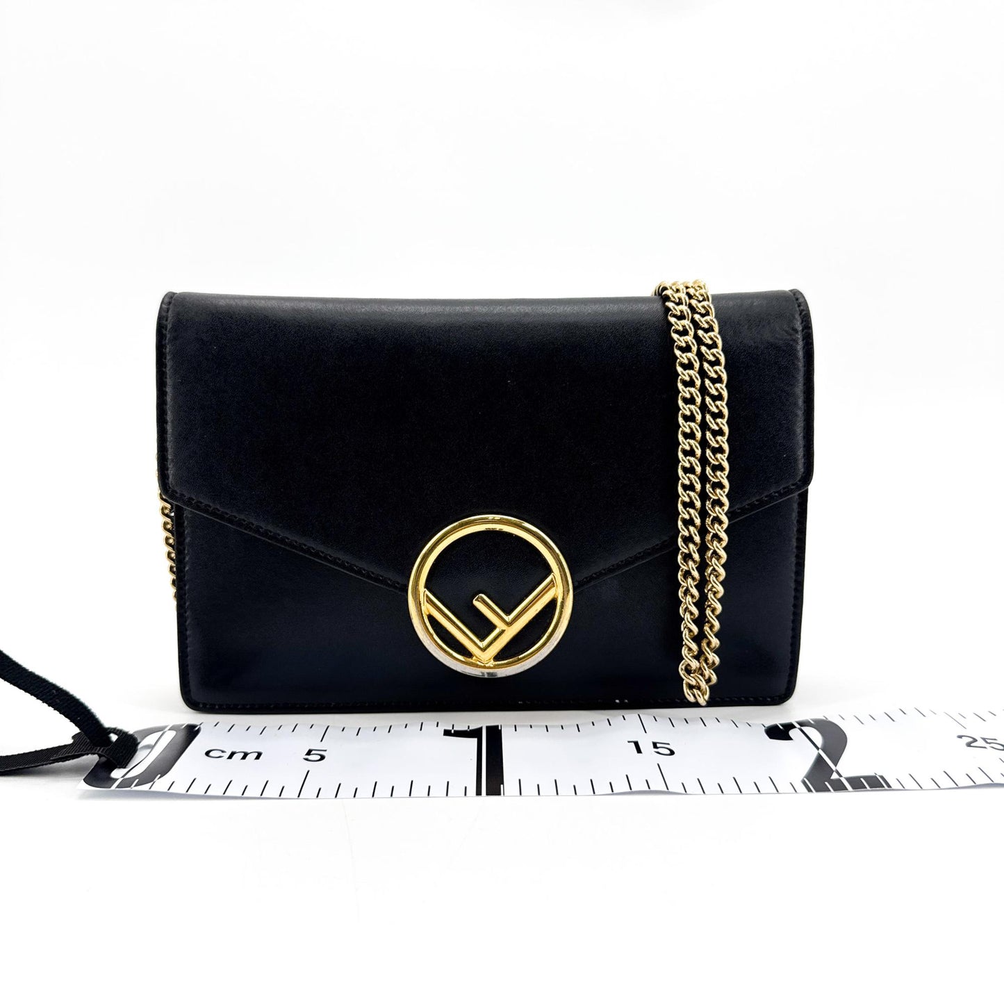 Fendi F is Fendi Envelope Wallet on Chain Leather, Black, Leather, Clutch