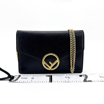 Fendi F is Fendi Envelope Wallet on Chain Leather, Black, Leather, Clutch