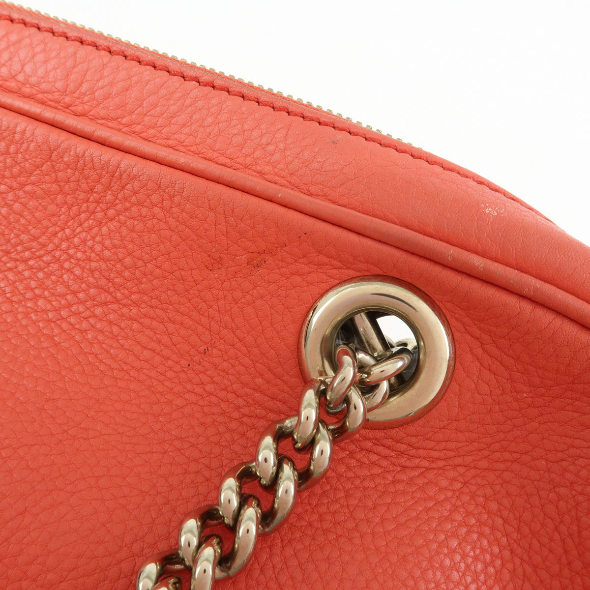 Gucci Soho Chain Zip Leather, Pink, Leather, Shoulder Bag