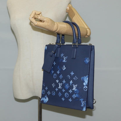 Louis Vuitton Sac Plat Zipped Limited Edition Monogram Ink Watercolor Leather, Blue, Canvas, Handbag