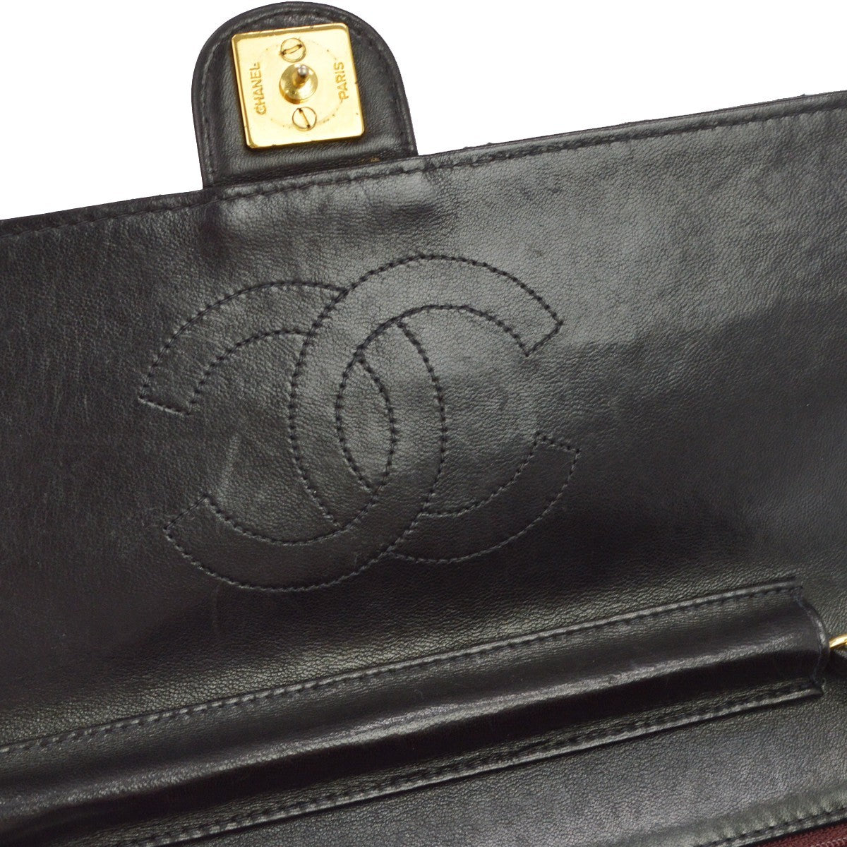 Chanel Vintage Classic Flap Quilted Lambskin, Black, Leather, Shoulder Bag