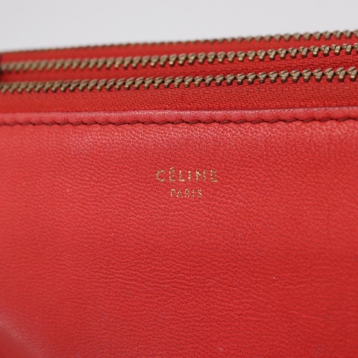 Celine Trio Leather, Red, Leather, Crossbody Bag
