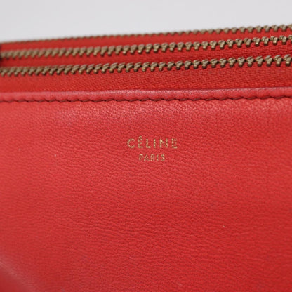 Celine Trio Leather, Red, Leather, Crossbody Bag