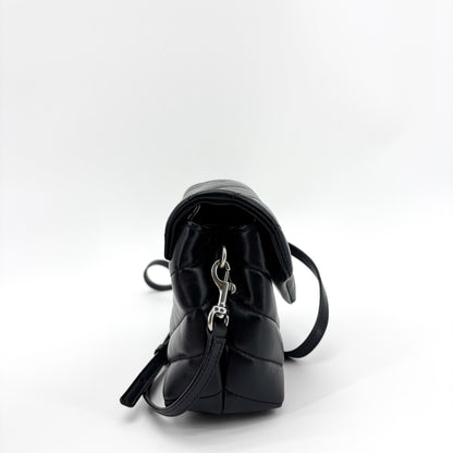 Saint Laurent Loulou Matelasse Chevron Leather, Black, Leather, Shoulder Bag