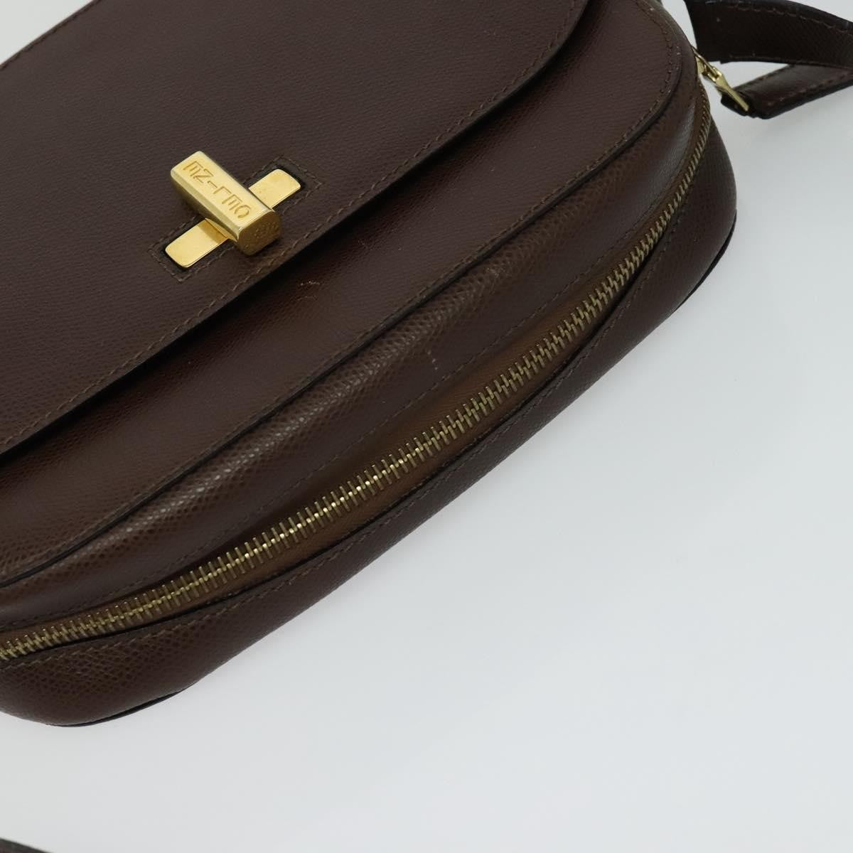 Celine Vintage Turnlock Leather, Brown, Leather, Shoulder Bag