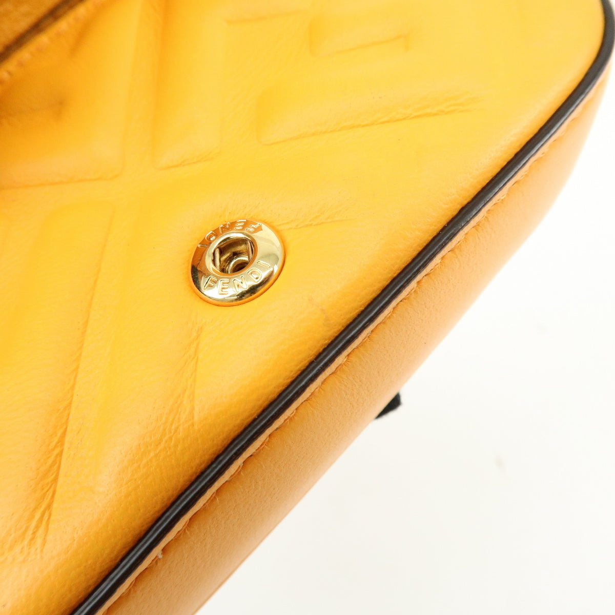 Fendi Chain Baguette Charm Zucca Embossed Leather, Orange, Leather, Handbag