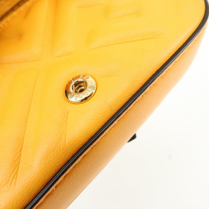 Fendi Chain Baguette Charm Zucca Embossed Leather, Orange, Leather, Handbag