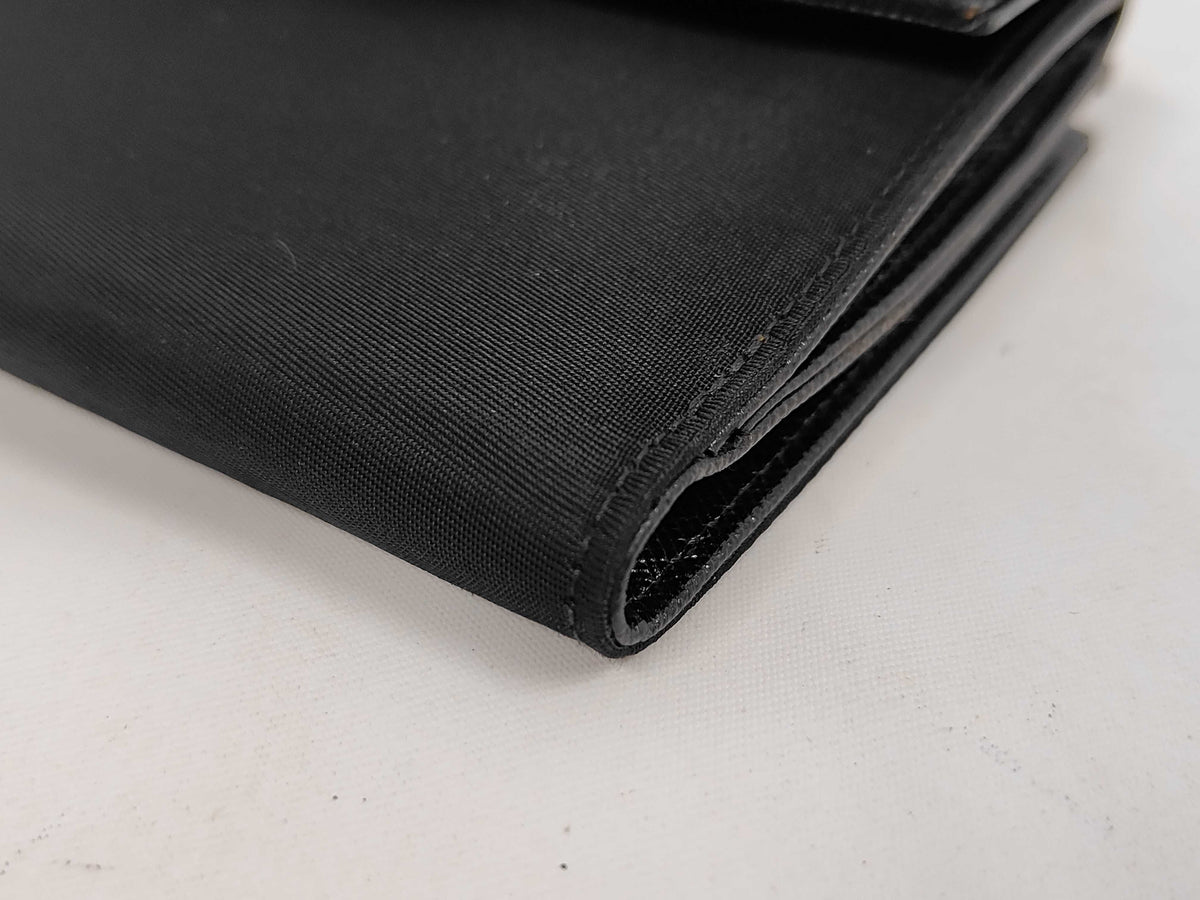Prada Saffiano bifold Leather, Black, Nylon, Wallet