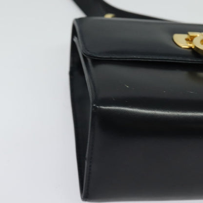 Salvatore Ferragamo Gancini Leather, Black, Leather, Shoulder Bag