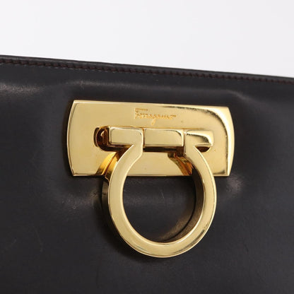 Salvatore Ferragamo Vintage Gancini Chain Leather, Brown, Leather, Shoulder Bag