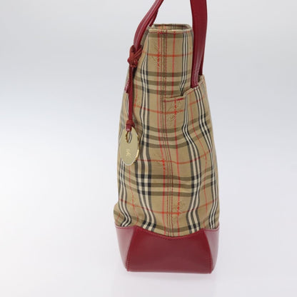 Burberry Nova Check Tote Canvas and Leather, Red, Canvas, Tote Bag