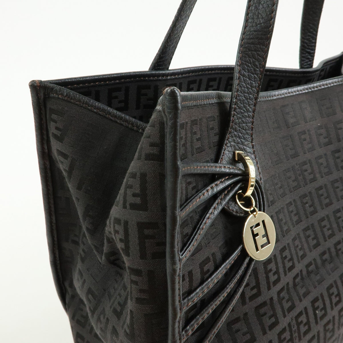 Fendi Vintage Shopping Zucchino Canvas, Brown, Canvas, Tote Bag