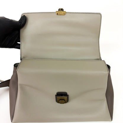 Bottega Veneta Piazza Top Handle Leather with Intrecciato Detail, Gray, Leather, Handbag