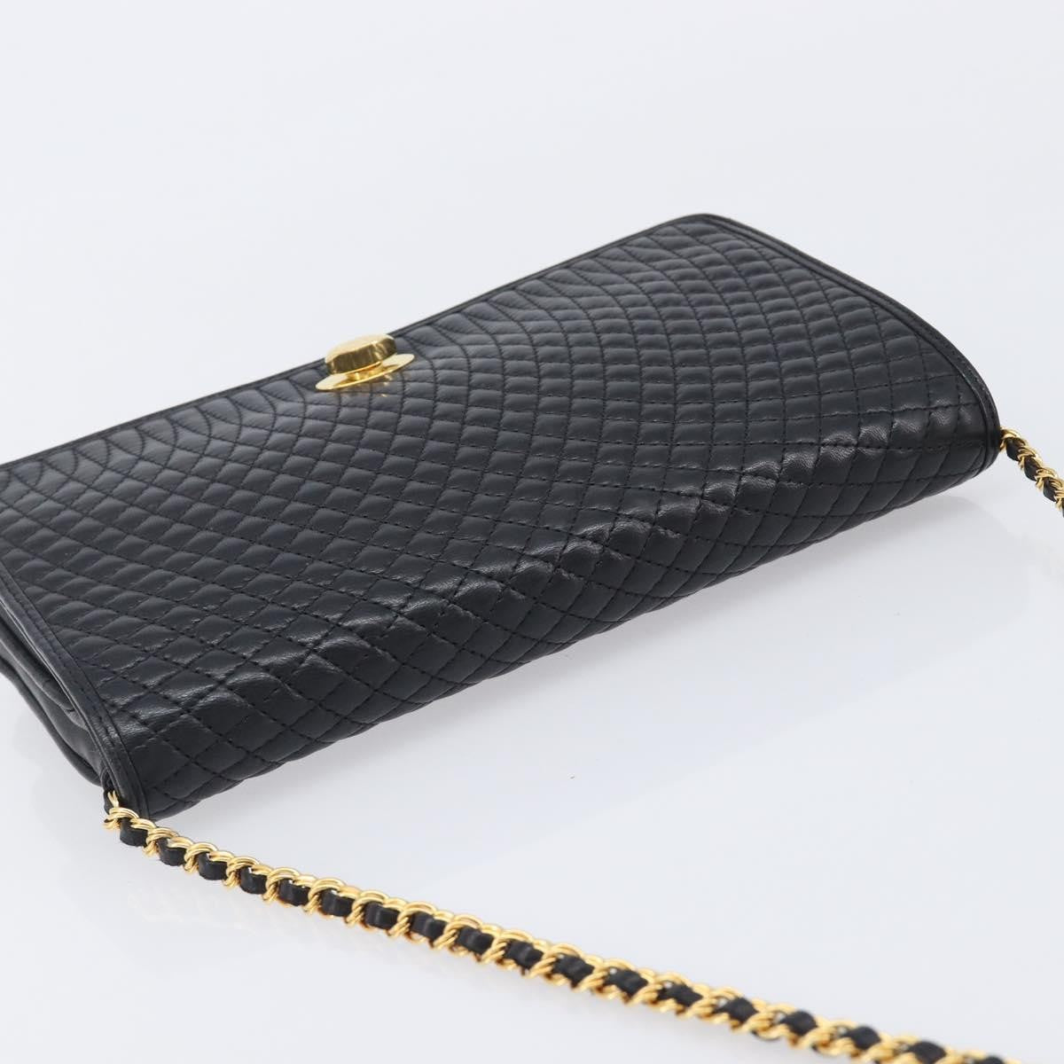 Bally Vintage Chain Quilted Leather, Black, Leather, Shoulder Bag