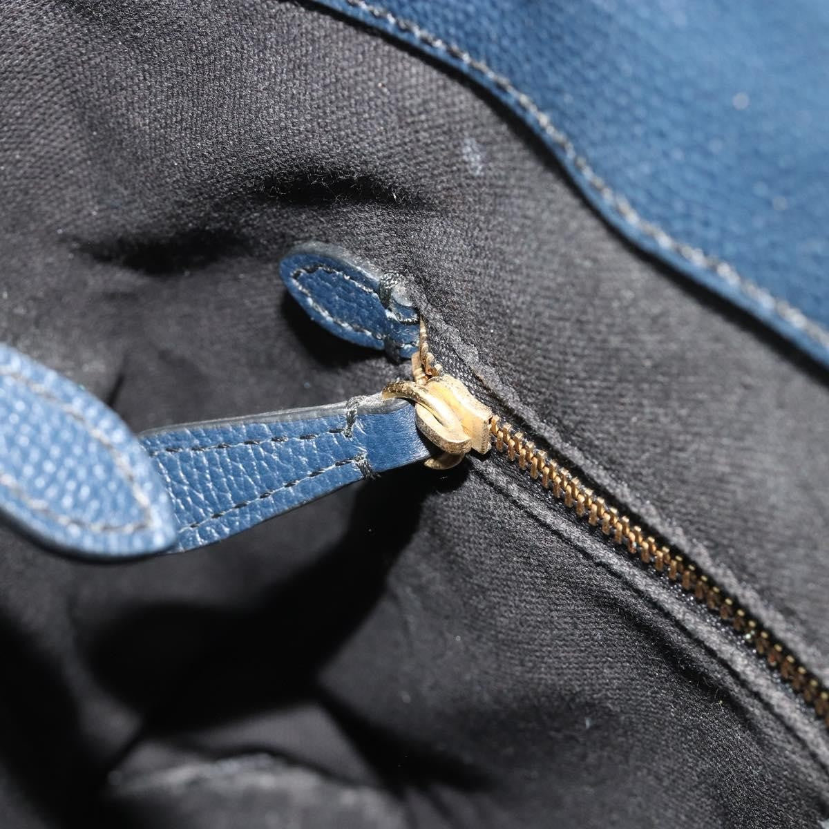 Burberry Banner Leather and House Check Canvas, Navy, Leather, Tote Bag