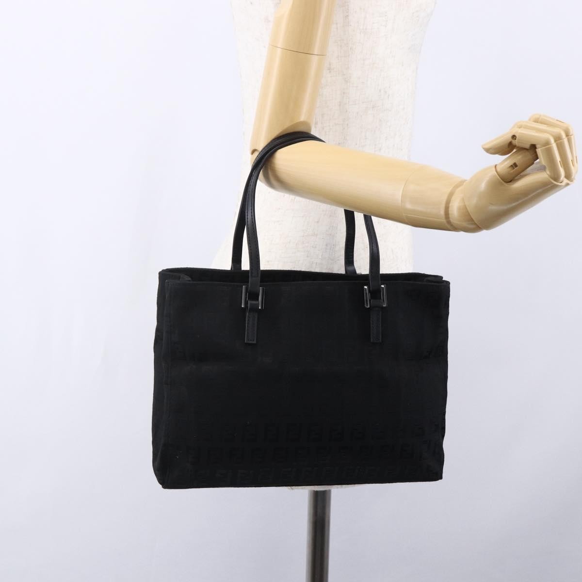 Fendi Vintage Shopping Zucchino Canvas, Black, Canvas, Tote Bag