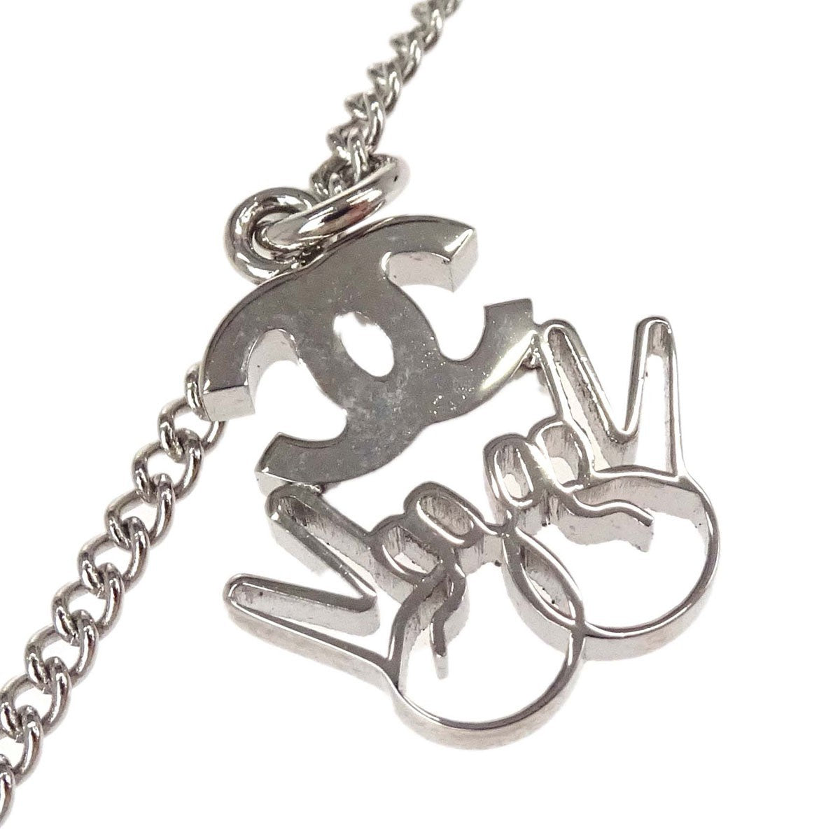 Chanel Vintage CC Logo Chain Charm Pendant silver plated, Silver, Silver Plated, Necklace