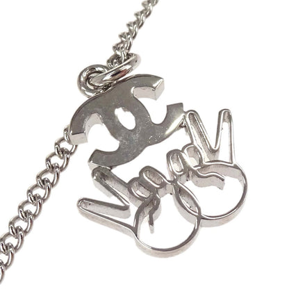 Chanel Vintage CC Logo Chain Charm Pendant silver plated, Silver, Silver Plated, Necklace