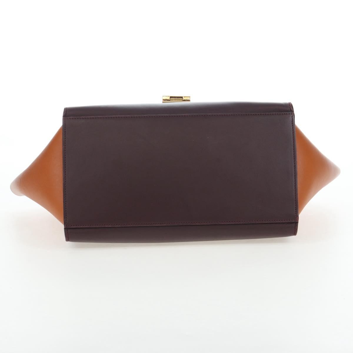 Celine Tricolor Trapeze Leather, Burgundy, Leather, Handbag