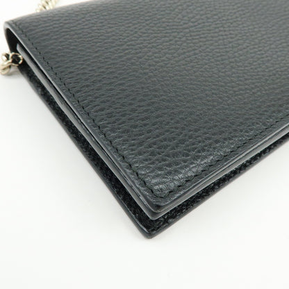 Gucci Betty Chain Wallet (Outlet) Leather, Black, Leather, Crossbody Bag