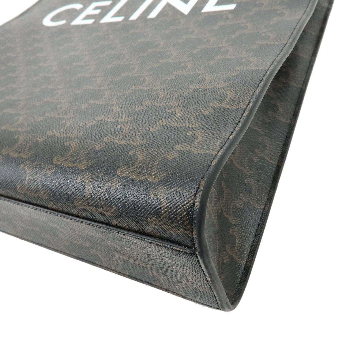 Celine Vertical Cabas Triomphe Coated Canvas, Brown, Canvas, Tote Bag