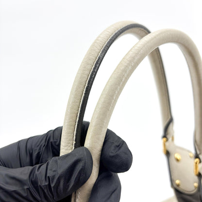 Louis Vuitton L Hobo Mahina Leather, Beige, Leather, Shoulder Bag