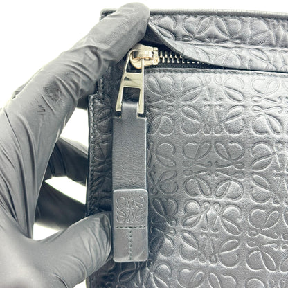Loewe T Pouch Anagram Embossed Patent, Black, Leather, Clutch