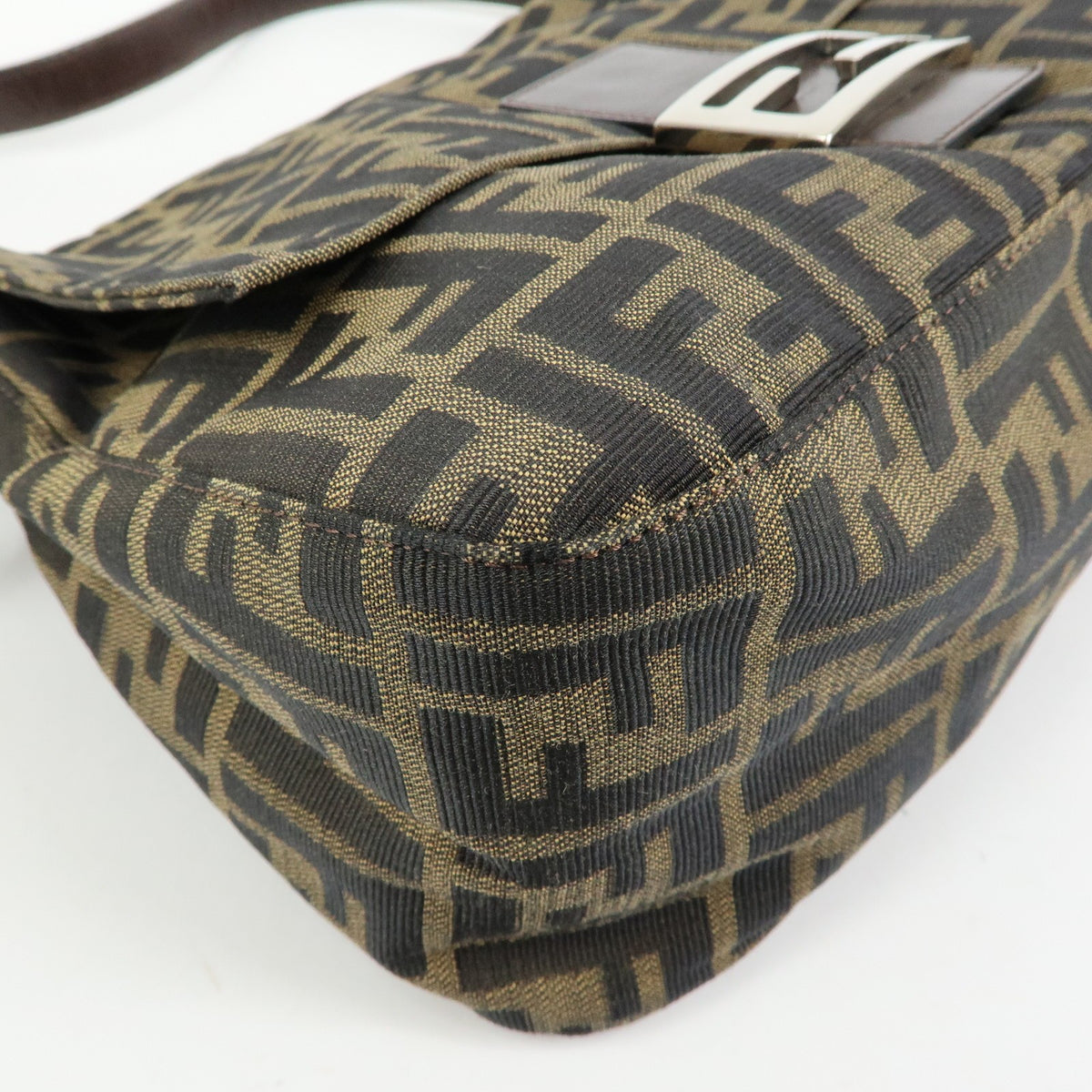 Fendi Zucchino Mamma Baguette Canvas, Brown, Canvas, Shoulder Bag