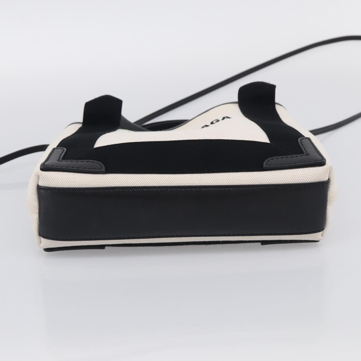 Balenciaga Navy Cabas Canvas with Leather, White, Canvas, Tote Bag