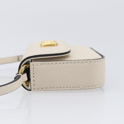 Valentino Garavani V Pouch Shoulder Bag Leather, White, Leather, Shoulder Bag