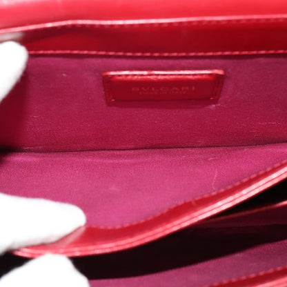 Bvlgari Signature Leather, Red, Leather, Shoulder Bag