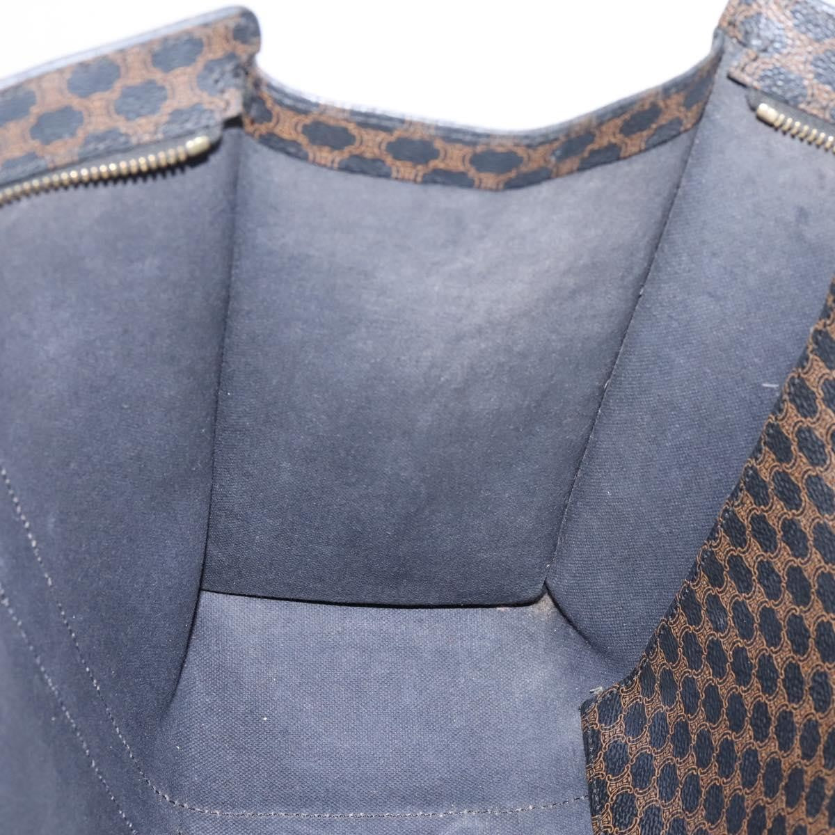 Celine Vintage Macadam Shopper Coated Canvas, Black, PVC, Tote Bag