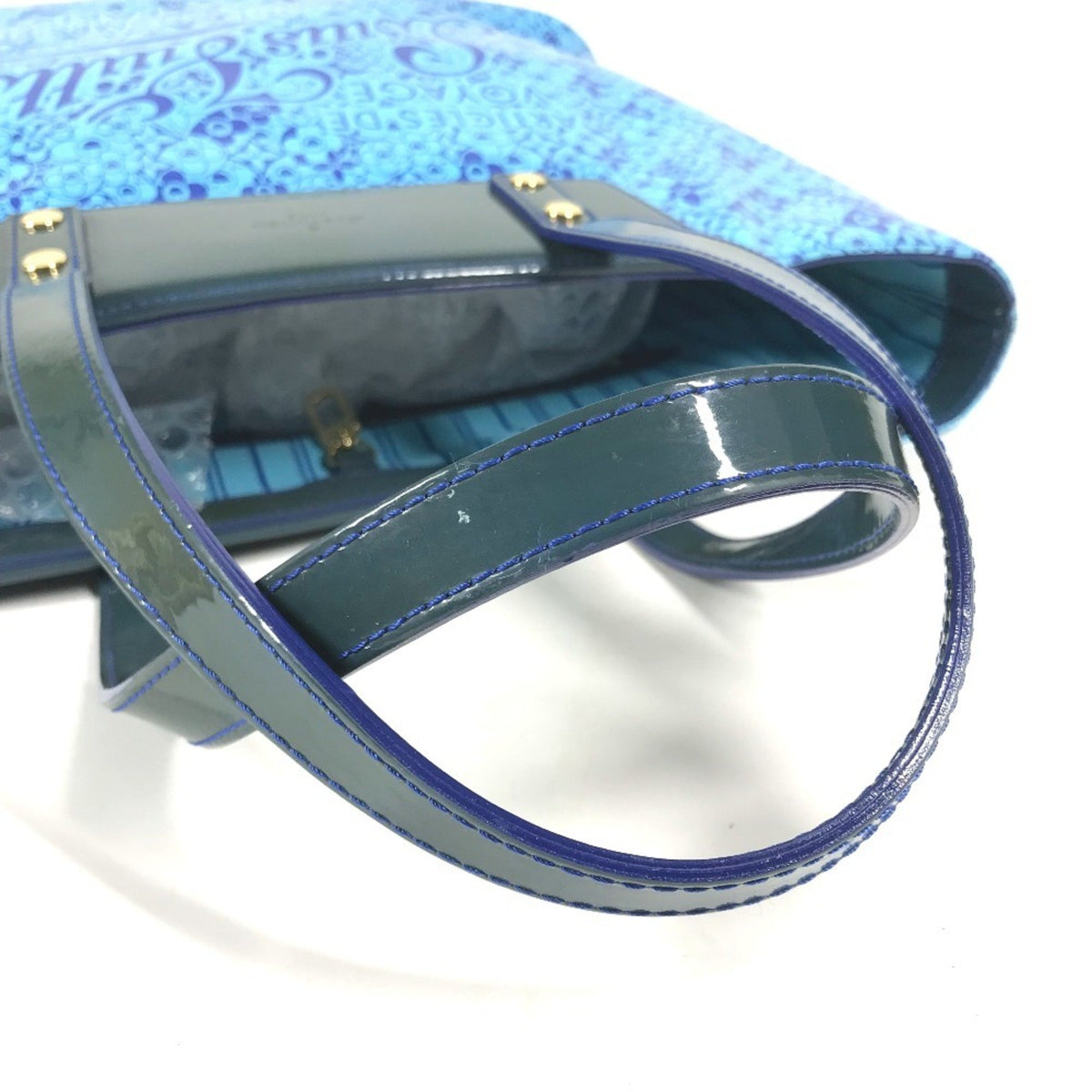 Louis Vuitton Voyage Cosmic Blossom, Blue, Patent Leather, Tote Bag