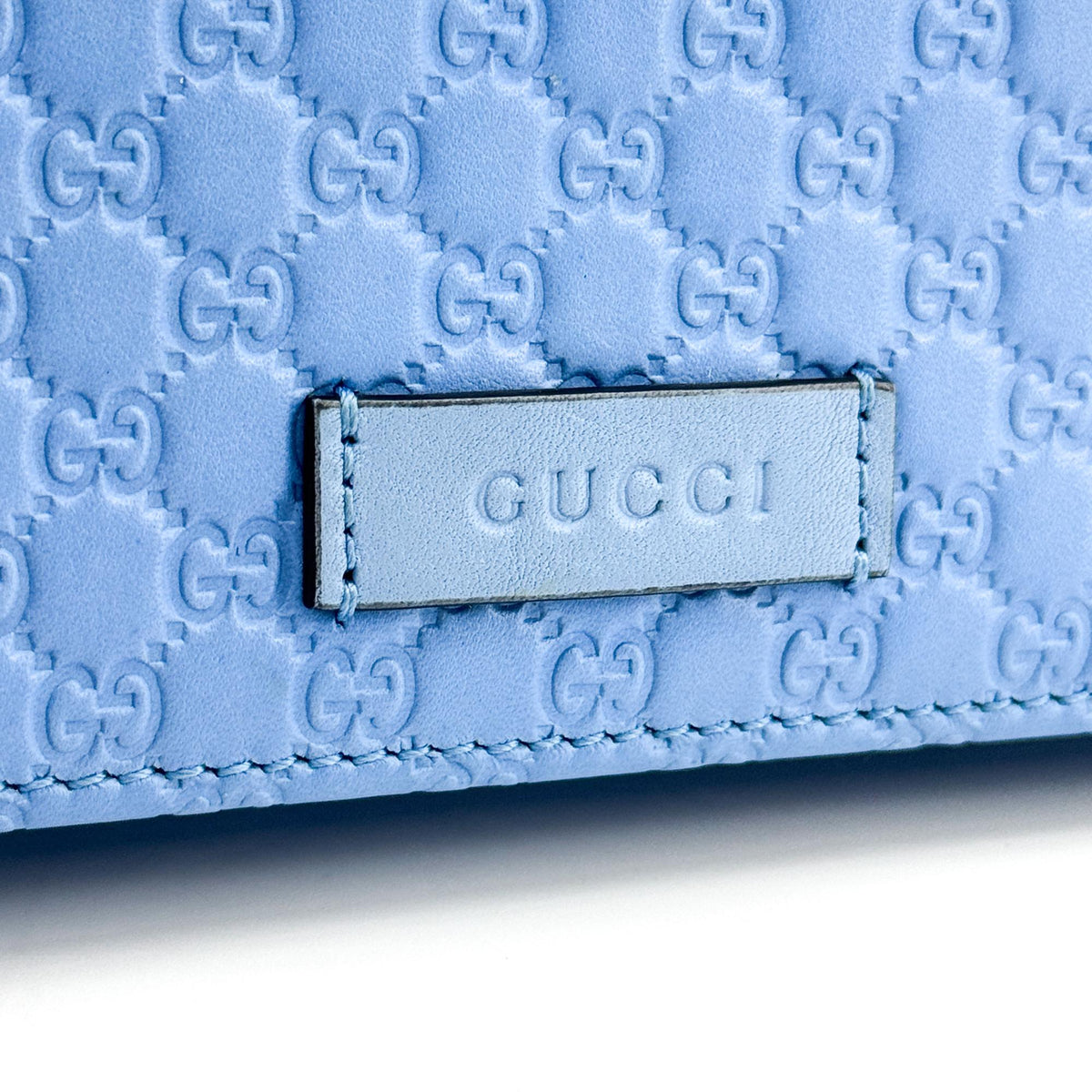 Gucci Wallet on Strap Microguccissima Leather, Blue, Leather, Crossbody Bag