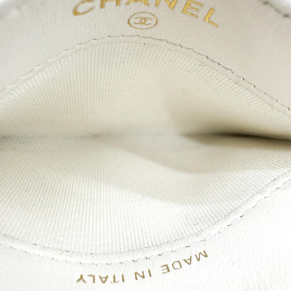 Chanel Classic Card Holder Quilted Caviar, White, Leather, Card Holder