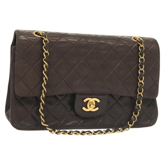 Chanel Vintage Classic Double Flap Bag Quilted Lambskin, BLACK, LEATHER, Shoulder bag