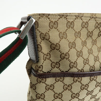 Gucci Web Strap Messenger GG Canvas, Beige, Canvas, Handbag