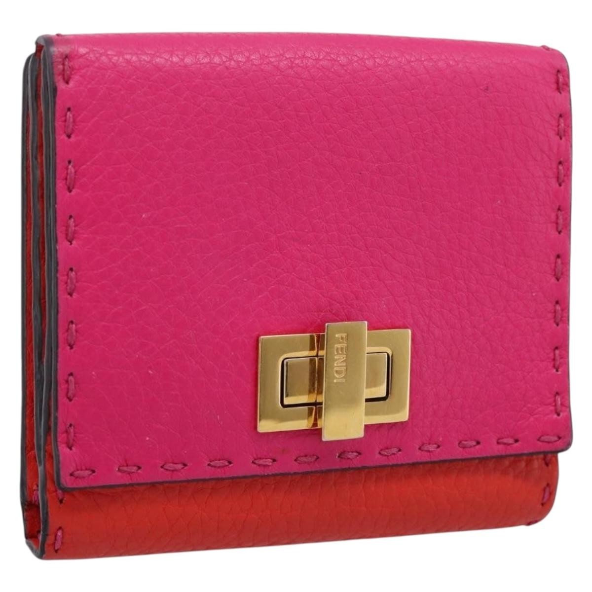Fendi Selleria Peekaboo Leather, Pink, Leather, Wallet