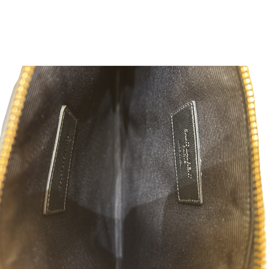 Saint Laurent Zip Leather, Black, Leather, Wallet