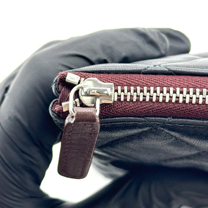 Chanel O Case Clutch Quilted Lambskin, Black, Leather, Clutch