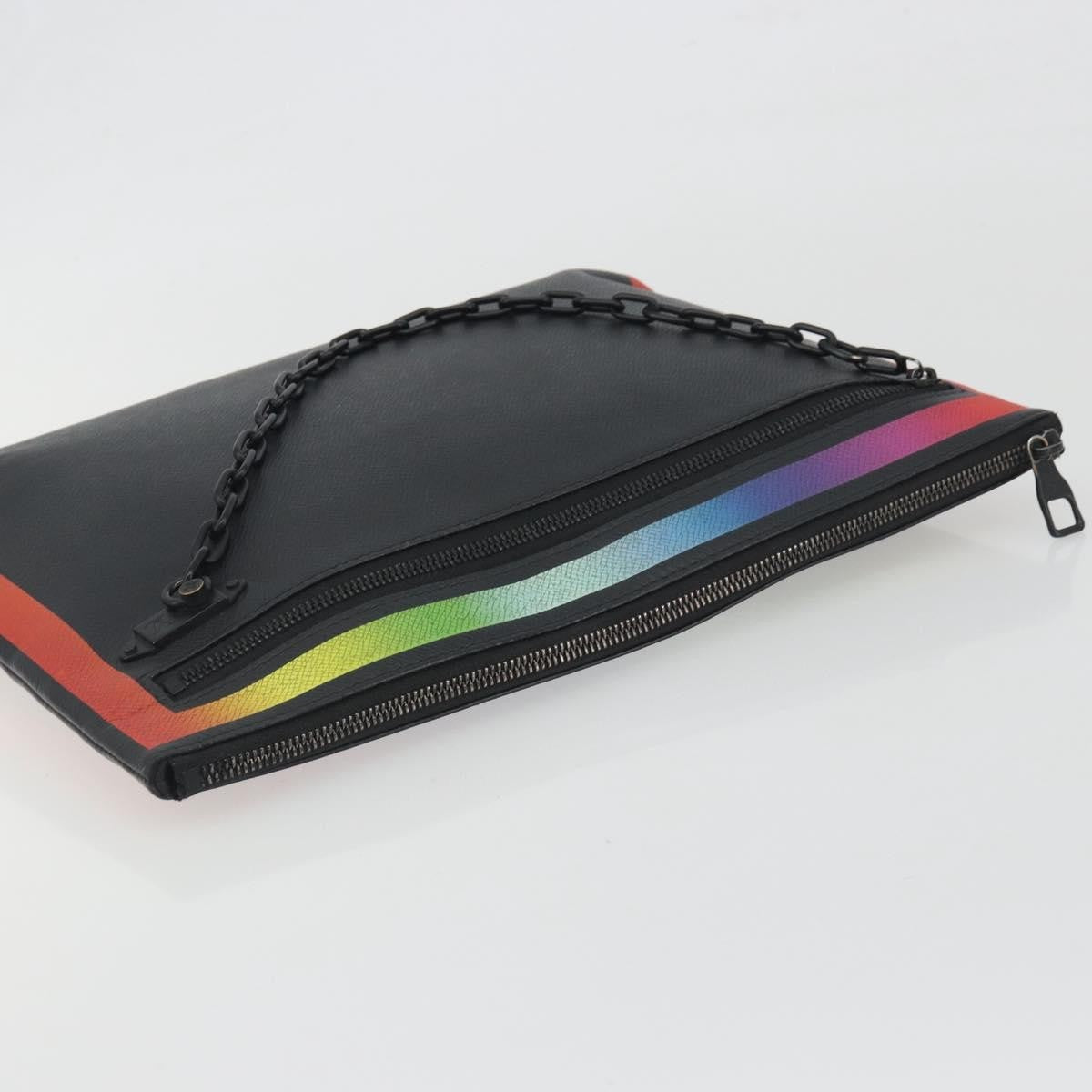 Louis Vuitton Pochette A4 Rainbow Taiga Leather, Black, Leather, Clutch