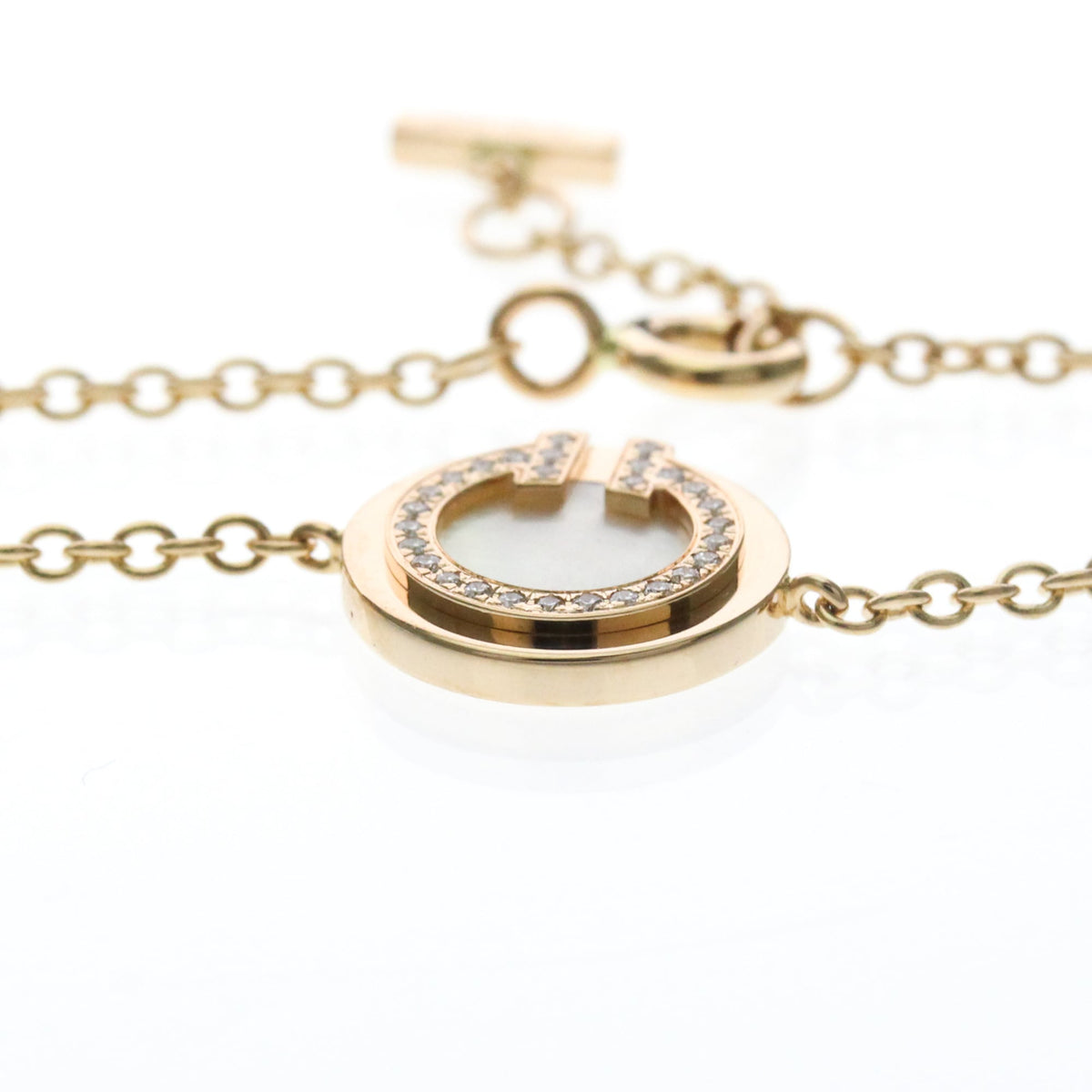 Tiffany & Co. T Circle Chain 18K Rose Gold with Mother of Pearl and Diamonds, Gold, Pink Gold, Bracelet
