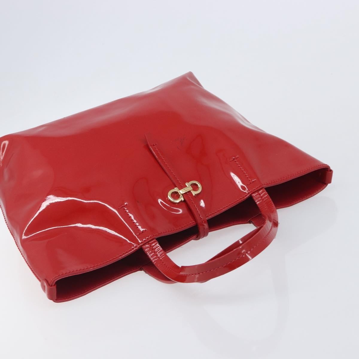 Salvatore Ferragamo Gancini Tote Patent Leather, Red, Patent Leather, Tote Bag