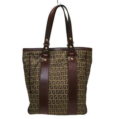 Fendi Open Tote Zucchino Canvas, Brown, Canvas, Handbag