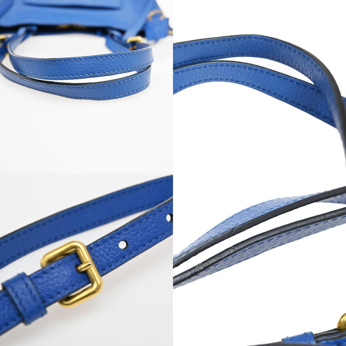 Prada Front Pocket Shopping Vitello Daino, Blue, Leather, Tote Bag