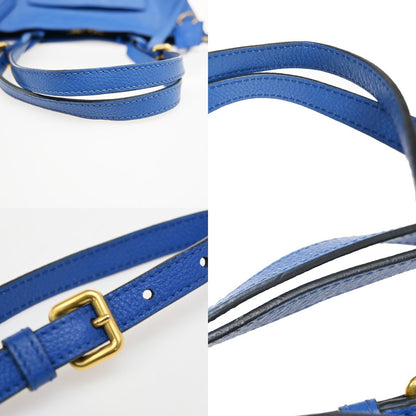 Prada Front Pocket Shopping Vitello Daino, Blue, Leather, Tote Bag
