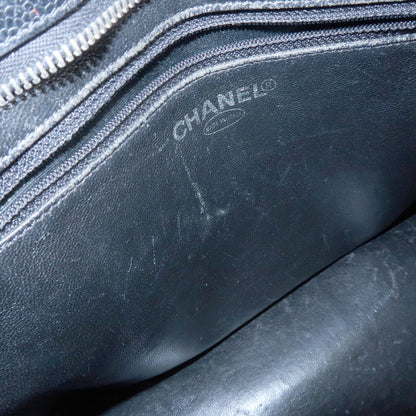 Chanel Medallion Quilted Caviar, Black, Leather, Tote Bag