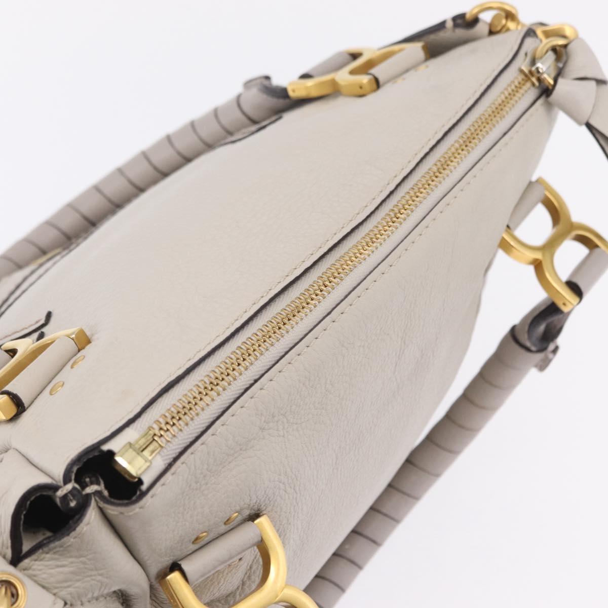 Chloe Marcie Satchel Leather, Gray, Leather, Handbag