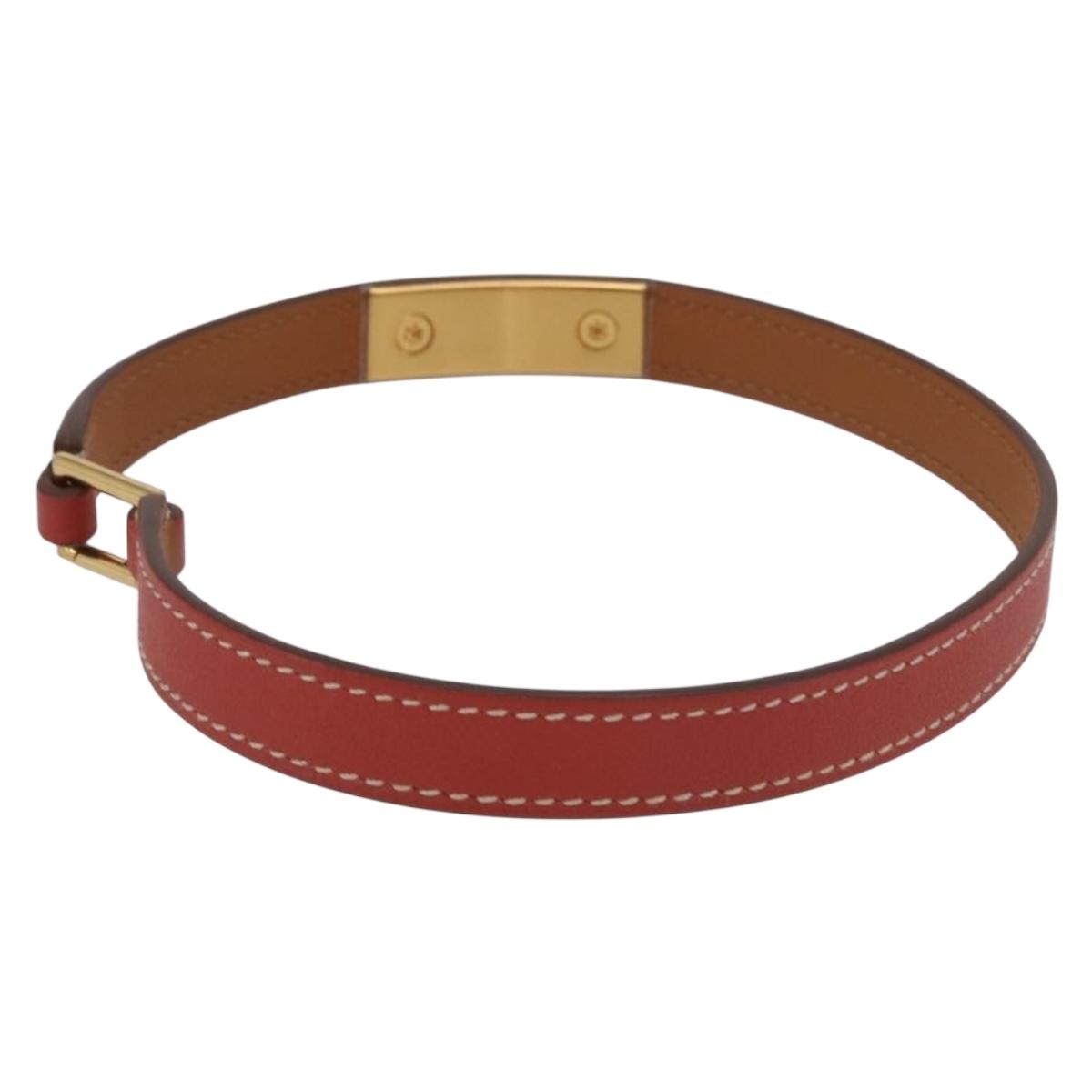 Hermes Rivale Double Tour Leather, Red, Leather, Bracelet